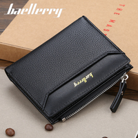 Dompet Pria Baellerry Custom Logo PU, Dompet Kartu Kredit Multi-slot, Dompet Koin, Dompet Pendek Pria, Dompet Pendek Modis dengan Resleting, Tas Kartu Multi-slot