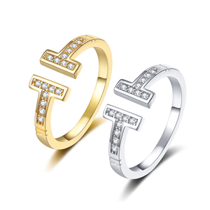 RFJEWEL 2026 Nuevo Anillo Abierto Ajustable Chapado en Oro/Plata al por Mayor con Circonita Cúbica, Joyería Moderna y a la Moda para Mujer - Product Image 1