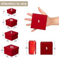 Kotak Hadiah Portabel Kaku Merah Berkualitas Tinggi dengan Laminasi Mengkilap, Kotak Bunga Persegi dengan Tutup dan Alas untuk Kemasan Premium.