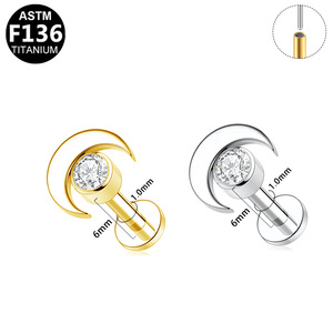 Gaby gioielli ASTM F136 titanio senza filettatura Labret Vintage forma di fiore Piercing labbra anelli <span class=keywords><strong>per</strong></span> matrimoni all'ingrosso - Product Image 2
