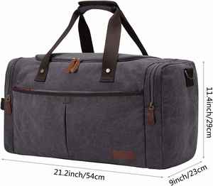 Cotton Canvas Duffel Bag for Travel 45L Weekender Overnight Bag With Shoes Compartment for Men - Product Image 2
