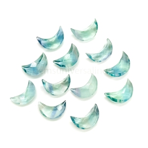 Fluorita Verde Natural en Forma de Luna Creciente, Gema de 12mm, Tallada a Mano, Precio al por Mayor para Fabricación de Joyería - Product Image 1