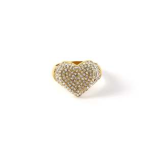 E395-R230-0101G Alloy Micro Pave Heart Shape <b>Cocktail</b> <b>Ring</b> for Unisex Fashionable and Stylish Daily Wear - Product Image 1