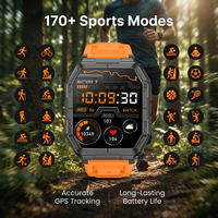 Montre connectée robuste pour homme, étanche 3ATM, GPS, batterie grande capacité 1000 mAh, alliage de zinc, écran IPS 1,95 pouces, multisports, K78
