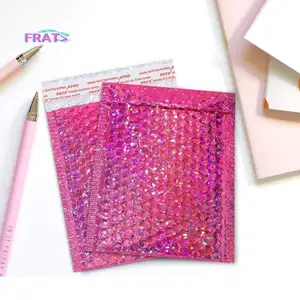 Custom Stock Colorful Red Bubble Mailer And Shiny Cushioned Envelope of Aluminum Metallic Foil Envelope Padded Packaging Bag