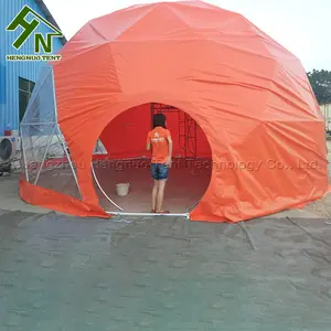 Özelleştirilmiş lüks otel tatil glamping geodesic dome kamp çadırı ısı yalıtımı turuncu renk