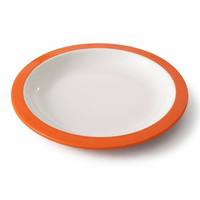 Bol en mélamine orange vif à large bord et centre blanc profond, qualité alimentaire, brillant, pour service, vente en gros OEM