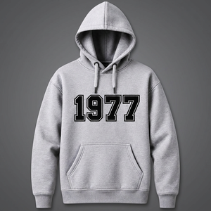 Sudadera con Capucha Gris 1977 Essential, Sudadera de Forro Polar Holgada, Estilo Urbano de Invierno con Bolsillo - Product Image 3