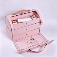 Boîte magnétique en gros, boîte cadeau cosmétique personnalisée, boîte d'emballage rose avec poignée et tiroir pour ensemble de soins de la peau et bijoux