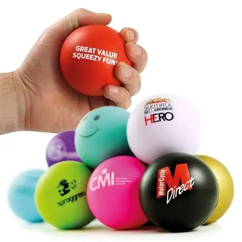 Unioncustom özel pu köpük stres topu logo baskılı kozmetik kapları promosyon stres topu antistres topu