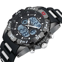 Stryve Montre de sport de luxe unisexe, étanche, LED, quartz, alarme, bracelet en acier inoxydable, double affichage