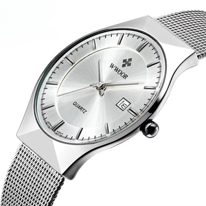 Montre à quartz pour homme, ultra-fine, grand cadran, affichage du calendrier, bracelet en acier inoxydable, minimaliste, étanche, montre de business - Product Image 4