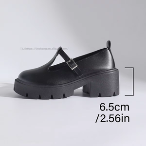 Chaussures à plateforme à talon moyen de style britannique pour femmes, nouvelle collection automne, semelle épaisse, grandes tailles, vente en gros - Product Image 6