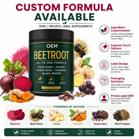 Capsules de Betterave OEM 6 en 1 avec Racine de Maca, Gingembre, Curcuma, Pépins de Raisin, Poivre Noir pour l'Énergie Cardiaque et le Soutien Immunitaire – Complément Végétalien