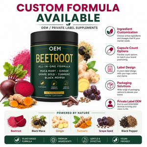 Cápsulas de Remolacha OEM 6 <span class=keywords><strong>en</strong></span> 1 con Raíz de Maca, <span class=keywords><strong>Jengibre</strong></span>, Cúrcuma, Semilla de Uva, Pimienta Negra, Suplemento Vegano para Energía Cardíaca y Apoyo Inmunológico - Product Image 5