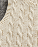 Gilet en tricot torsadé personnalisé pour homme, col rond, sans manches, couleur crème, style preppy, service ODM