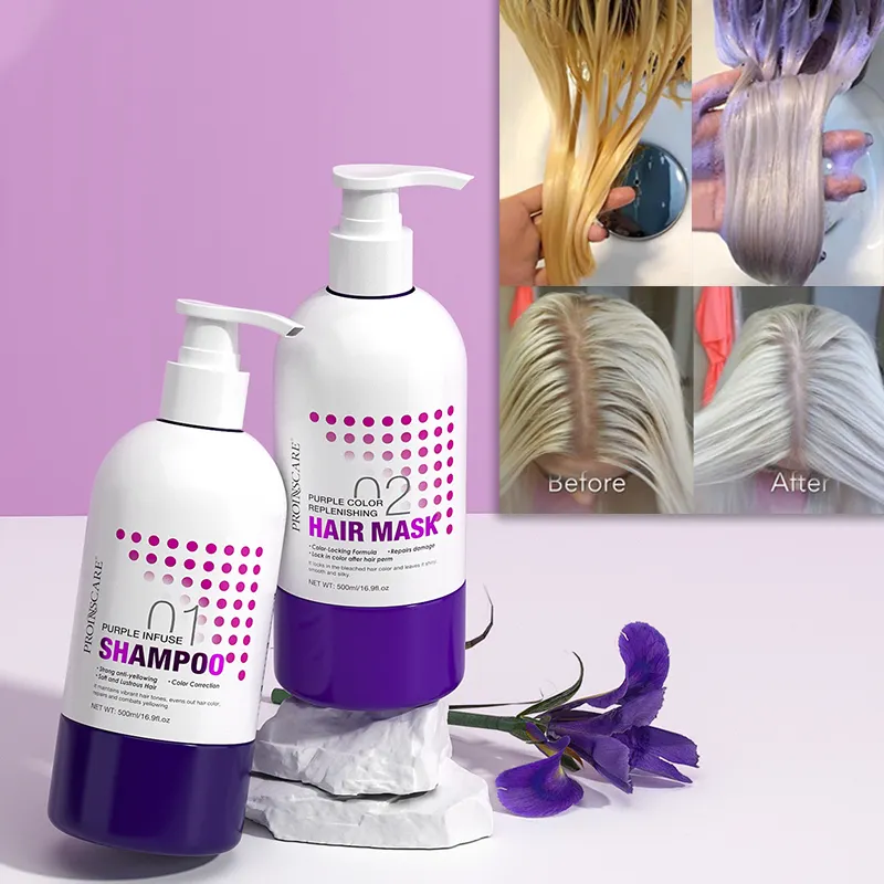 Shampooing violet pour cheveux blonds Neutralise Brassy Supprimer les tons jaunes Shampooing argenté