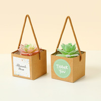 Boîte en papier kraft carrée imperméable portable pour mini-plantes vertes, cartons imprimés pour cadeaux et artisanat – Vente en gros