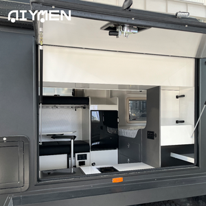 Camper híbrido Techo eléctrico de altura completa Doble eje Caravana de lujo al aire libre Fibra de vidrio móvil Mini RV Camping Litera de viaje - Product Image 4