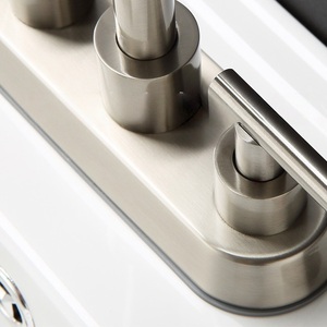 Robinet de lavabo en acier inoxydable 304 avec bec pivotant noir, finition or brossé, mitigeur de lavabo à double poignée pour la maison et l'hôtel - Product Image 4