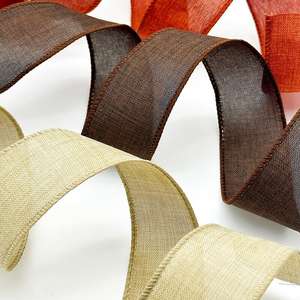 1.5 pouces 38mm 63mm rubans filaires lin naturel tissé ruban bricolage à la main bordure Production couronne vacances décoration ruban - Product Image 1
