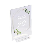 Cartes de table rectangulaires transparentes en acrylique style occidental 4x6 avec impression numérique de fleurs et numéros de table floraux
