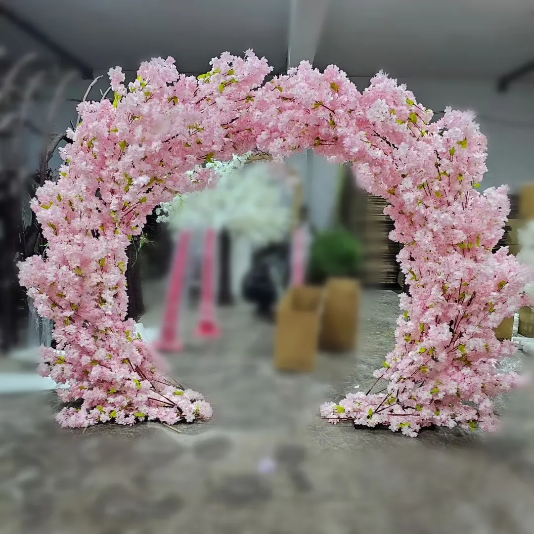 Seta rosa rosa 2.5m fiori di ciliegio di nozze fiori finti albero artificiale sfondo arco per decorazione festa di nozze