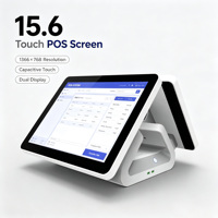 Terminal de point de vente tactile à double écran 15,6''+15,6'', gestion des commandes, caisse enregistreuse, système de point de vente, blanc, Windows, boutique