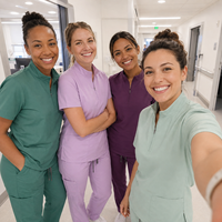 Ensemble de tenue médicale pour femme avec col montant et demi-zip, haut respirant extensible et pantalon droit – Uniforme d'infirmière, de médecin et d'hôpital