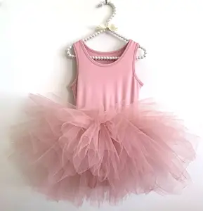 ชุดบัลเล่ต์สำหรับเด็ก,ชุดกระโปรงเด็กหญิงผ้าทูลฝุ่นสีชมพูสำหรับเต้นรำ