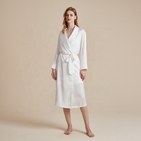 Peignoir long en soie pour femme, manches longues, doux, respirant, de luxe, pour spa et nuit, personnalisable avec logo OEM