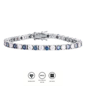 Bracelet chaîne tennis classique unisexe XingGuang Fine Jewelry en argent sterling 925 avec moissanite couleur D de 2 mm de large et certificat GRA - Product Image 1