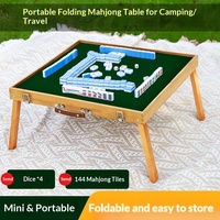 Table de Mahjong Pliante d'Extérieur Portable en Bois Massif pour Dortoir, Ensemble Compact et Écologique, Durable