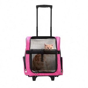BSCI Factory Wholesale OEM Pet <b>Bag</b> Pet <b>Wheels</b> Rolling Carrier Breathable Rolling Pet Carrier for <b>Travel</b> - Product Image 2