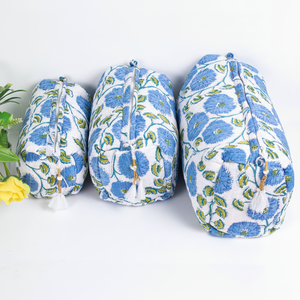 Bolsa de Maquillaje de Algodón Ecológica con Cierre de Cremallera, Reutilizable, para Mujer, Bolsa de Viaje para Maquillaje, Estuche de Maquillaje - Juego de 3 - Product Image 1