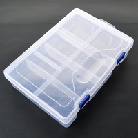 Boîte de rangement en plastique transparent avec séparateurs amovibles, boîte de rangement à double étage, compartiment réglable