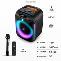 Enceinte DJ portable étanche pour extérieur avec basses puissantes, éclairage LED RGB, alimentée par batterie et microphone