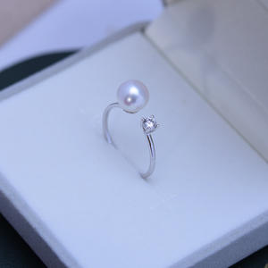 S925 Silver Queen Style <b>Ring</b> with Minimalist Design Freshwater Pearl 7-8mm White Strong Light Almost Flawless <b>Crystal</b> <b>Rings</b> - Product Image 5