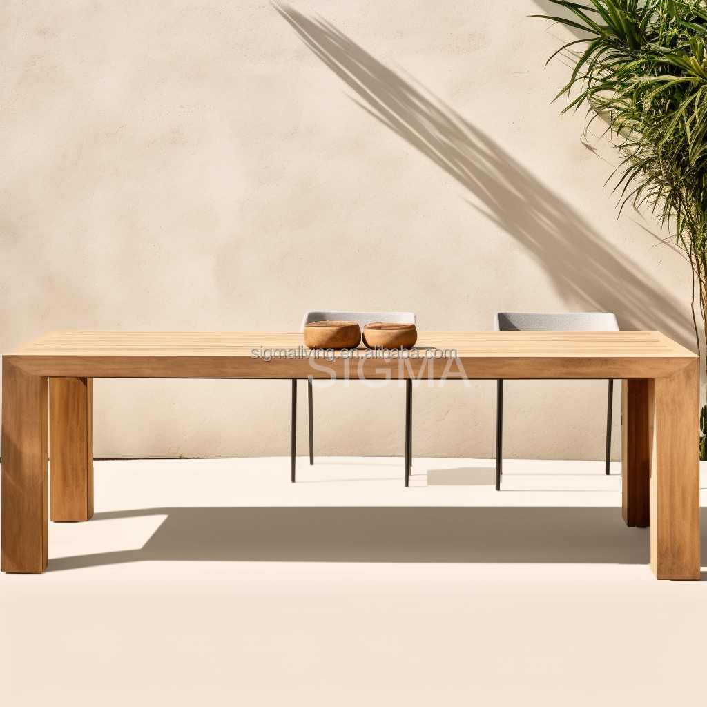 SIGMA Outdoor Furniture Sets Waterproof Solid Wood Teak Table Set Outdoor Dining Table