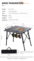 Nouvelle conception moderne de table de pique-nique multifonctionnelle en aluminium pour l'extérieur, table de camping légère combinée extensible IGT pour barbecue