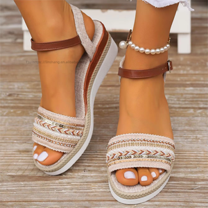 Sandalias de cuña con correa al tobillo para mujer, sexys, de verano, con tacón, suela exterior de EVA con amortiguación suave, iluminadas, para la temporada de primavera. ¡Gran oferta! - Product Image 6