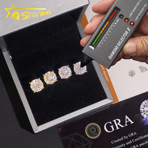 Abd depo hızlı kargo 8.8mm yuvarlak şekil buzlu Out köpüklü küpe 925 ayar gümüş Moissanite vida geri düğme küpe - Product Image 6