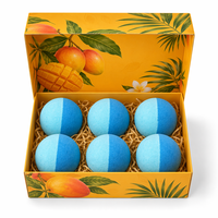 Set de 6 Bombas de Baño Efervescentes de Mango Naturales Hechas a Mano, Botánicas, Hidratantes, Refrescantes y Aromáticas, Experiencia de Baño OEM, Marca Privada