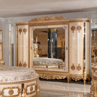 Lit rococo de style antique lit royal cadre en bois ensemble de meubles de chambre à coucher turquie taille queen de haute qualité