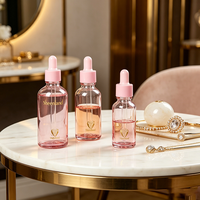 En stock – Flacon compte-gouttes en verre rose mignon avec couvercle rose, disponible en 5 ml, 10 ml, 15 ml, 20 ml, 30 ml, 50 ml, 100 ml