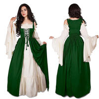 Hochwertiges Mittelalterliches Prinzessinnen-Kostüm für Erwachsene mit Quadratischem Ausschnitt Halloween-Kostümkleid für Party und Bühnenauftritte