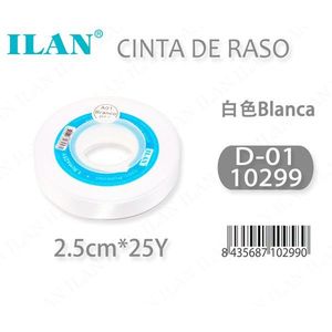 ริบบิ้นผ้าซาติน 2.5 ซม. 25 หลา สีขาว D01 - Product Image 3