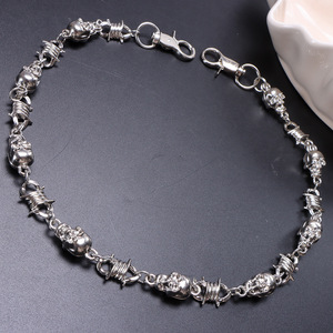 โซ่คาดเอวแบบสองด้านลายหัวกะโหลกประดับเพชร สไตล์ทิเบต สีเงิน แฟชั่นฮิปฮอป โซ่คาดเอวชั้นเดียว สำหรับใส่ทุกวัน - Product Image 6