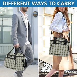 Hawaiian Custom Green Gingham Checked Print Large Capacity Waterproof Insulated Cooler <b>Bags</b> Thermal Tote <b>Lunch</b> <b>Bag</b> for Women Men - Product Image 6