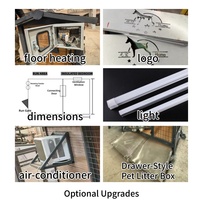 Nichoir pour chien en plastique blanc, extérieur, avec enclos en grillage et roues, pour jardin.